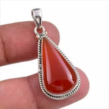 Natural Red Onyx Gemstone Handmade 925 Solid Silver Jewelry Pendant 1.50 t9o89