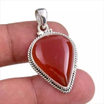 Natural Red Onyx Gemstone Handmade 925 Solid Silver Jewelry Pendant 1.50 M1t49
