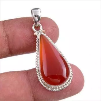 Natural Red Onyx Gemstone Handmade 925 Solid Silver Jewelry Pendant 1.50 W0N78