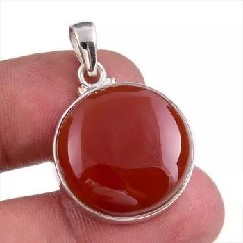 Natural Red Onyx Gemstone Handmade 925 Solid Silver Jewelry Pendant 1.50 g3I53