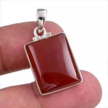 Natural Red Onyx Gemstone Handmade 925 Solid Silver Jewelry Pendant 1.25 v8L63