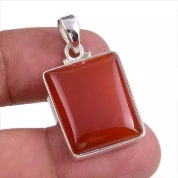Natural Red Onyx Gemstone Handmade 925 Solid Silver Jewelry Pendant 1.25 i0C17