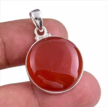Natural Red Onyx Gemstone Handmade 925 Solid Silver Jewelry Pendant 1.50 w3W73