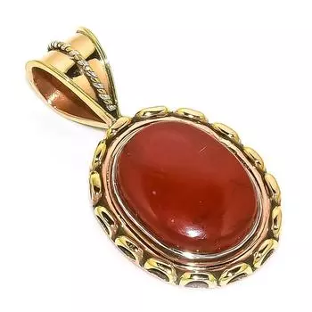 Natural Red River Jasper Two Tone 925 Solid Sterling Silver Pendant 1.50 p9e91