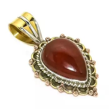 Natural Red River Jasper Two Tone 925 Solid Sterling Silver Pendant 1.50 C7f77