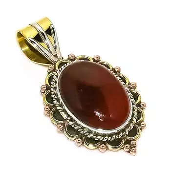 Natural Red River Jasper Two Tone 925 Solid Sterling Silver Pendant 1.50 b1m30