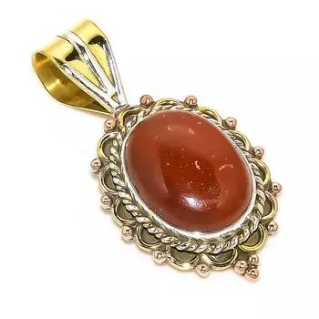 Natural Red River Jasper Two Tone 925 Solid Sterling Silver Pendant 1.50 o7l28