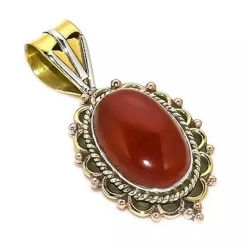 Natural Red River Jasper Two Tone 925 Solid Sterling Silver Pendant 1.50 r6z62
