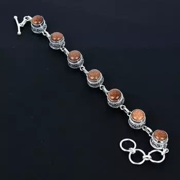 Natural Red Sunstone Bracelet 925 Sterling Silver Bracelet Adjustable Chain Bracelet Handmade Boho Bracelet Red Sunstone Gemstone Jewelry Gifts 8 красный