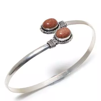 Natural Red Sunstone Gemstone Handmade New Year Gift Cuff Bracelet Adj L7G60