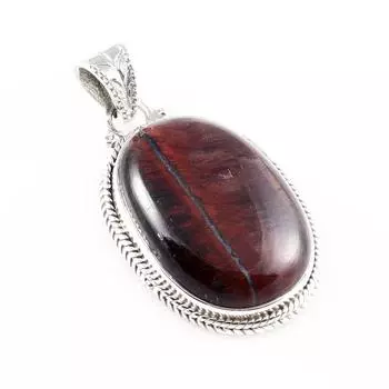 Natural Red Tiger s Eye Gemstone 925 Solid Sterling Silver Pendant 1.5 d9a29