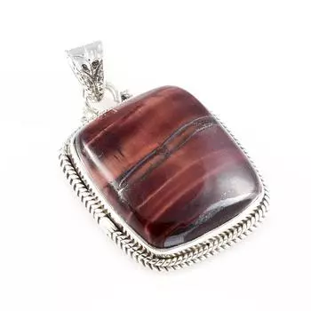 Natural Red Tiger s Eye Gemstone 925 Solid Sterling Silver Pendant 1.3 E4q19