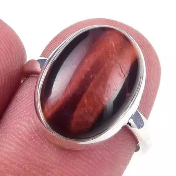 Natural Red Tiger s Eye Gemstone 925 Solid Sterling Silver Jewelry Ring S.7 k3h31