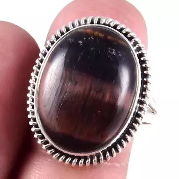 Natural Red Tiger s Eye Gemstone Handmade 925 Solid Silver Gift Ring S.9 M3O45