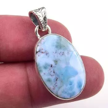 Natural Republic Larimar 925 Solid Sterling Silver Jewelry Pendant 1.25 f5p62