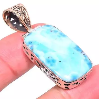 Natural Republic Larimar 925 Solid Sterling Silver Tow Tone Pendant 1.89 p8T81