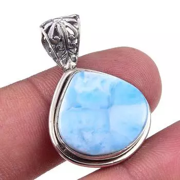 Natural Republic Larimar 925 Solid Sterling Silver Jewelry Pendant 1.25 W9d44