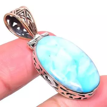 Natural Republic Larimar 925 Solid Sterling Silver Tow Tone Pendant 1.77 S1O14