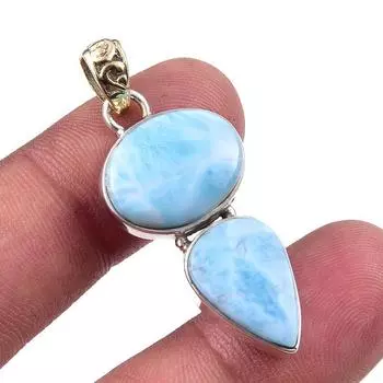 Natural Republic Larimar 925 Solid Sterling Silver Jewelry Pendant 1.75 E7S03