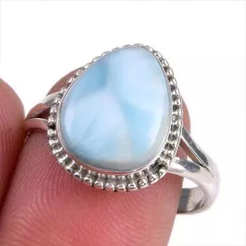 Natural Republic Larimar Gemstone 925 Solid Silver Jewelry Ring Size 8.5 D4P17