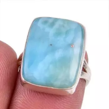 Natural Republic Larimar Gemstone 925 Solid Silver Jewelry Ring Size 5.5 l1s34