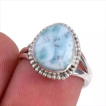Natural Republic Larimar Gemstone 925 Solid Silver Jewelry Ring Size 5.5 b4c89