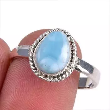 Natural Republic Larimar Gemstone 925 Solid Silver Jewelry Ring Size 9.5 S2f39