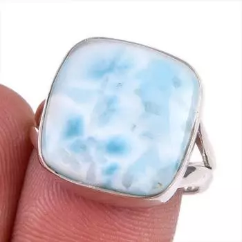 Natural Republic Larimar Gemstone 925 Solid Silver Jewelry Ring Size 7.5 w7p06