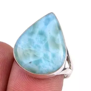 Natural Republic Larimar Gemstone 925 Solid Silver Jewelry Ring Size 6.5 I0N10