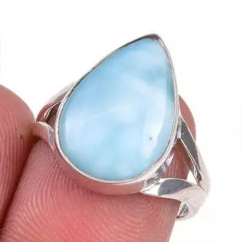 Natural Republic Larimar Gemstone 925 Solid Silver Jewelry Ring Size 6.5 l7C74