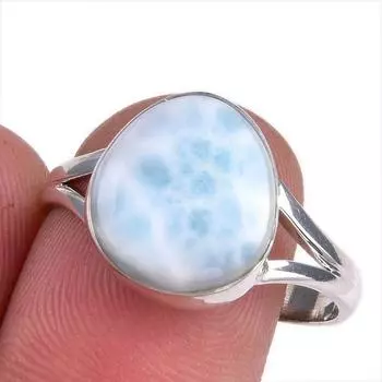 Natural Republic Larimar Gemstone 925 Solid Silver Jewelry Ring Size 9.5 L4w38