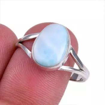 Natural Republic Larimar Gemstone 925 Solid Silver Jewelry Ring Size 9.5 H9G25