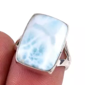 Natural Republic Larimar Gemstone 925 Solid Silver Jewelry Ring Size 6.5 G2l41