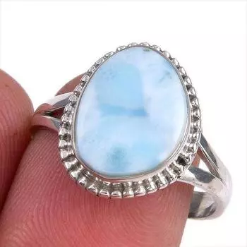 Natural Republic Larimar Gemstone 925 Solid Silver Jewelry Ring Size 8.5 O0r85
