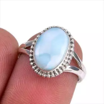 Natural Republic Larimar Gemstone 925 Solid Silver Jewelry Ring Size 5.5 S6s67
