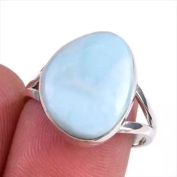 Natural Republic Larimar Gemstone 925 Solid Silver Jewelry Ring Size 7.5 Q2M47
