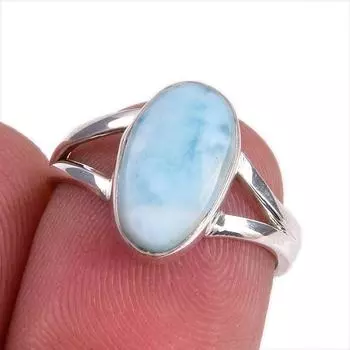 Natural Republic Larimar Gemstone 925 Solid Silver Jewelry Ring Size 5.5 Q2e31