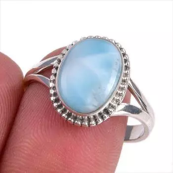 Natural Republic Larimar Gemstone 925 Solid Silver Jewelry Ring Size 8.5 J8T27