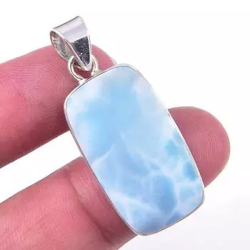 Подвеска из стерлингового серебра 925 пробы с драгоценным камнем Natural Republic Larimar 1,50 дюйма c6G70