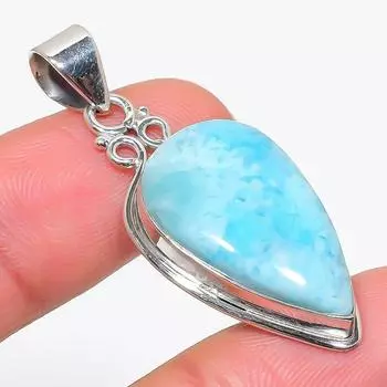 Natural Republic Larimar Gemstone 925 Solid Sterling Silver Pendant 1.75 y3U92