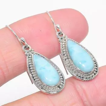 Natural Republic Larimar Gemstone 925 Solid Sterling Silver Earring 1.25 l8F21
