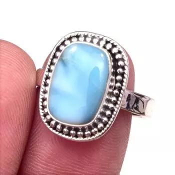 Natural Republic Larimar Gemstone 925 Solid Sterling Silver Gift Ring S.9 j8p43