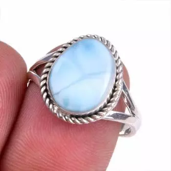 Natural Republic Larimar Gemstone 925 Solid Sterling Silver Gift Ring S.8 u7k78