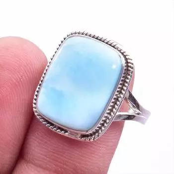 Natural Republic Larimar Gemstone 925 Solid Sterling Silver Gift Ring S.9 C5e78