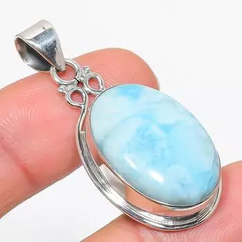 Natural Republic Larimar Gemstone 925 Solid Sterling Silver Pendant 1.75 A2q56