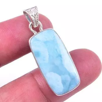 Natural Republic Larimar Gemstone 925 Solid Sterling Silver Pendant 1.50 K8V03