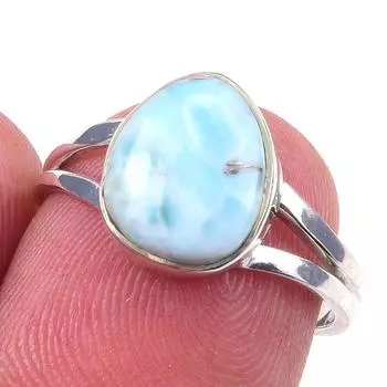 Natural Republic Larimar Gemstone 925 Solid Sterling Silver Gift Ring S.6 n1t25