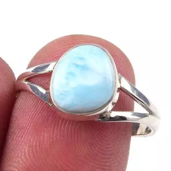 Natural Republic Larimar Gemstone 925 Solid Sterling Silver Gift Ring S.9 j3m03