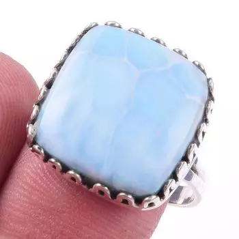 Natural Republic Larimar Gemstone 925 Solid Sterling Silver Gift Ring S.9 i1f25