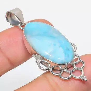 Natural Republic Larimar Gemstone 925 Solid Sterling Silver Gift Pendant 2 W9O25